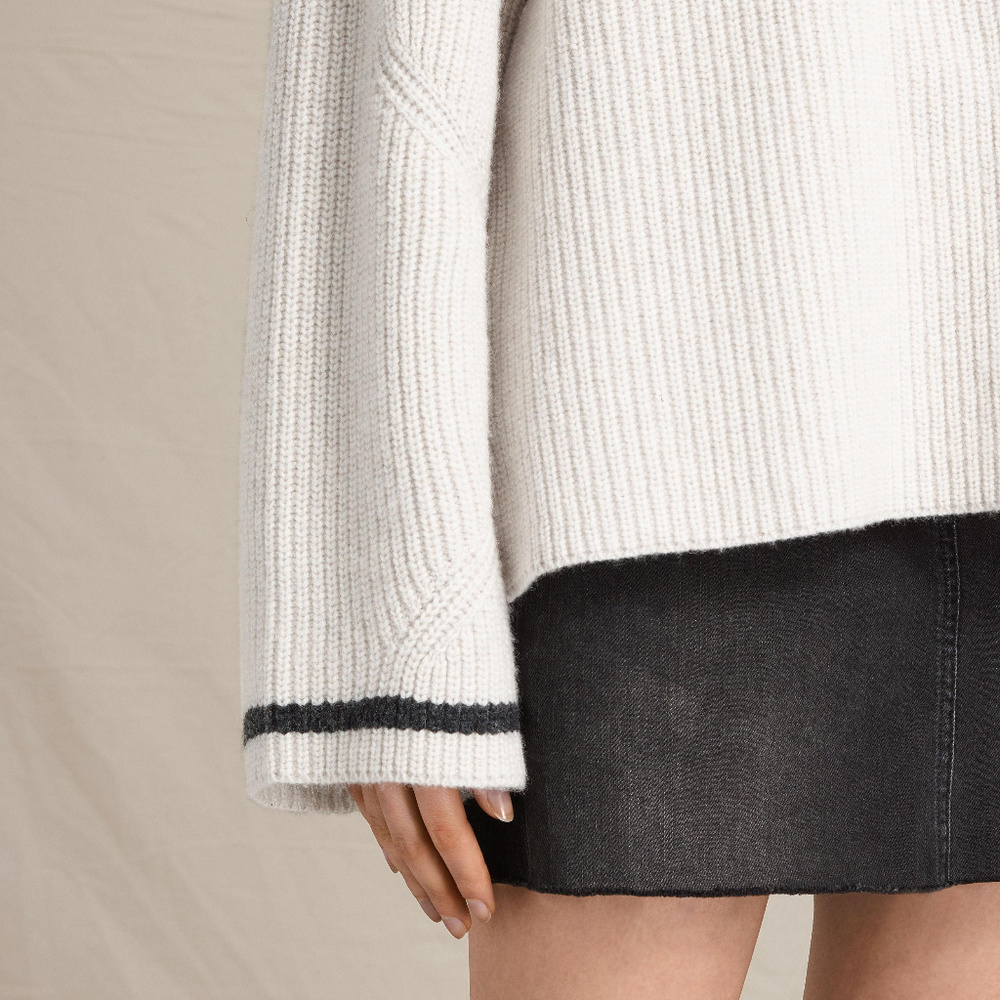 Allsaints Daria V neck chunky knit Jumper M - Picture 4 of 5